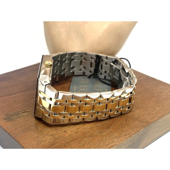 Bulova Men's Watch 98D153 Black Dial Diamond Accent Rectangle Two Tone Steel - Picture 10 of 15